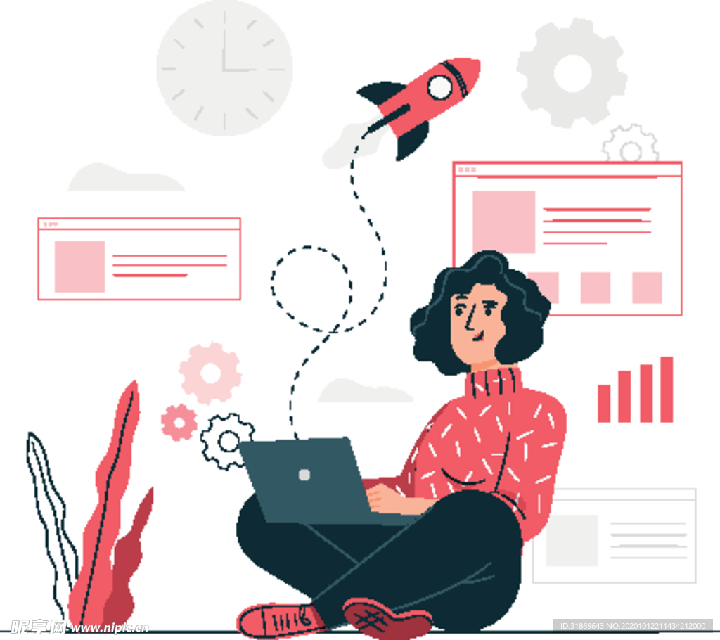 人物插图 扁平办公人物矢量插图