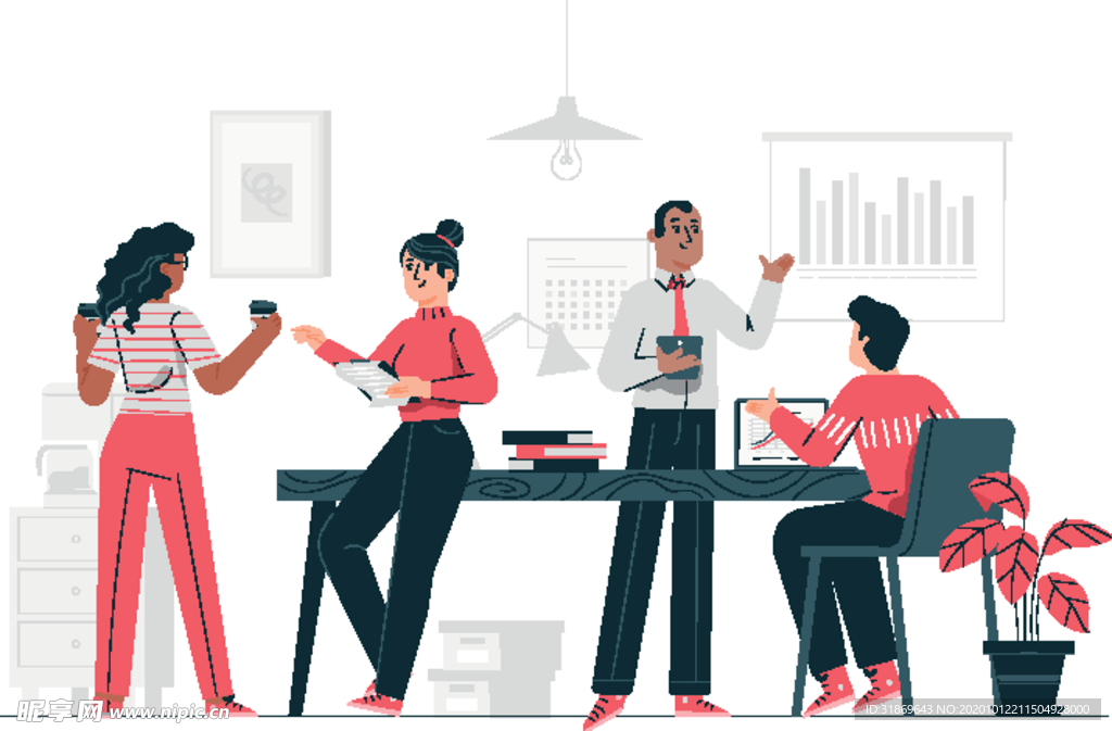人物插图 扁平办公人物矢量插图
