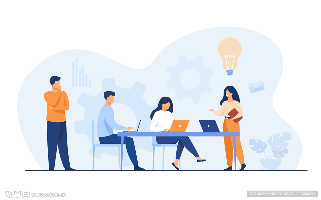 人物插图 扁平办公人物矢量插图