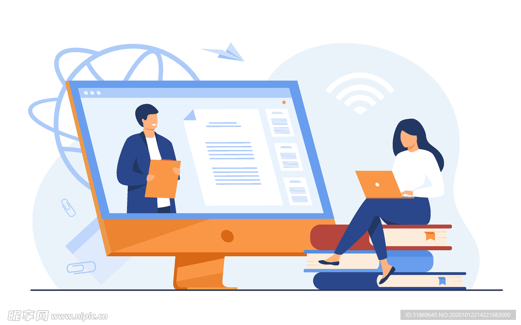 人物插图 扁平办公人物矢量插图