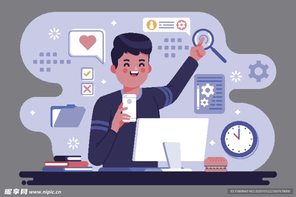 人物插图 扁平办公人物矢量插图