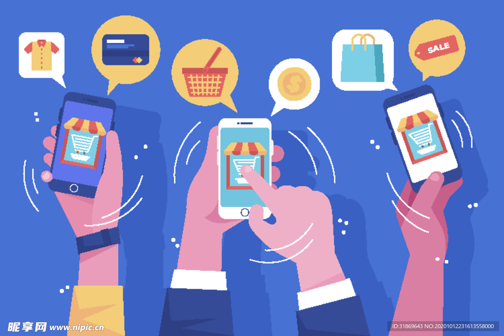 扁平办公人物矢量插图 社交媒体