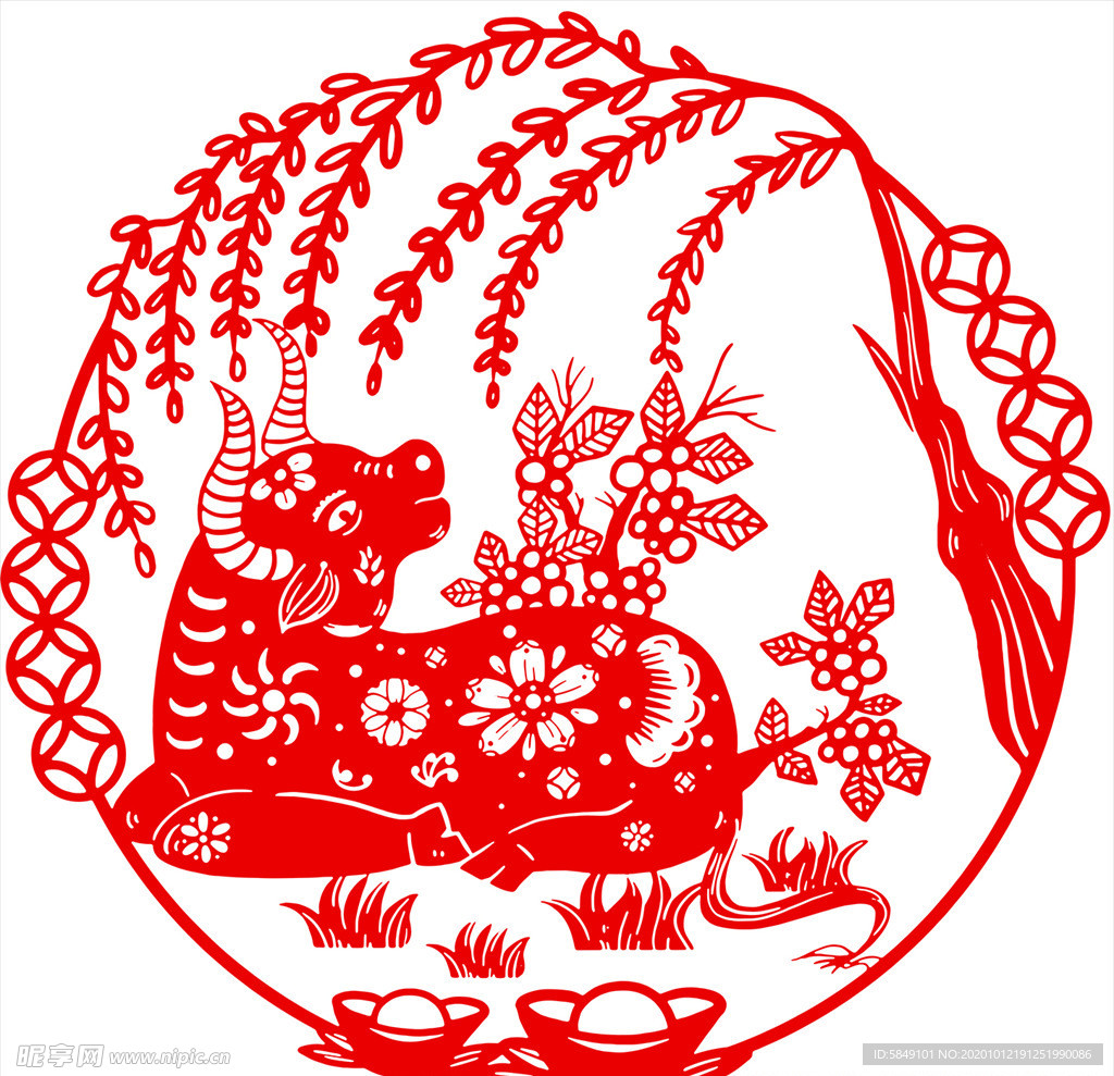 生肖牛剪纸