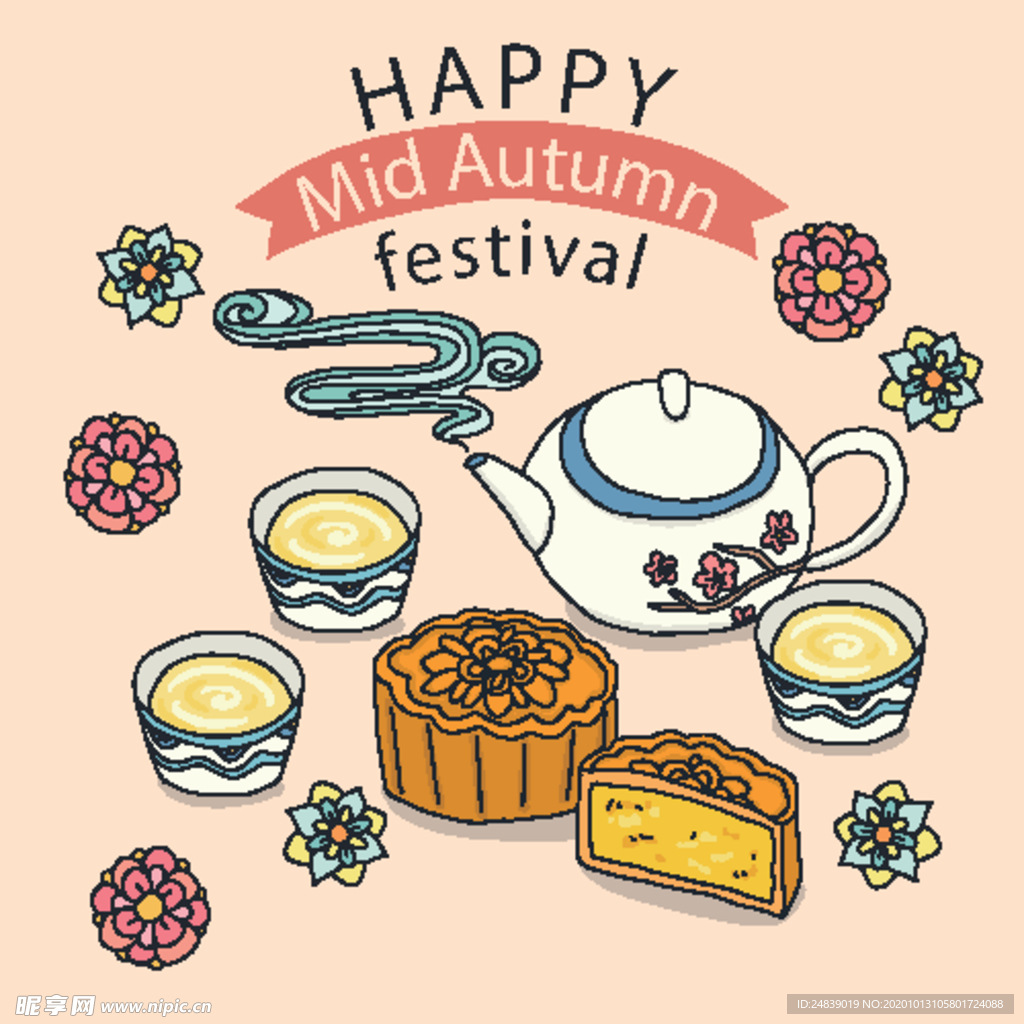中秋插画EPS矢量