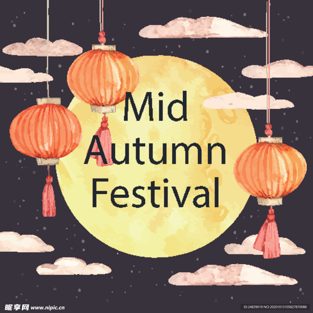 中秋插画EPS矢量