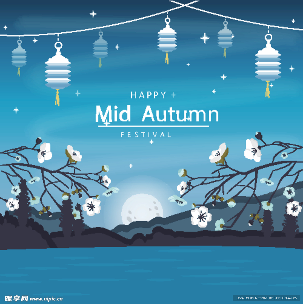 中秋插画EPS矢量