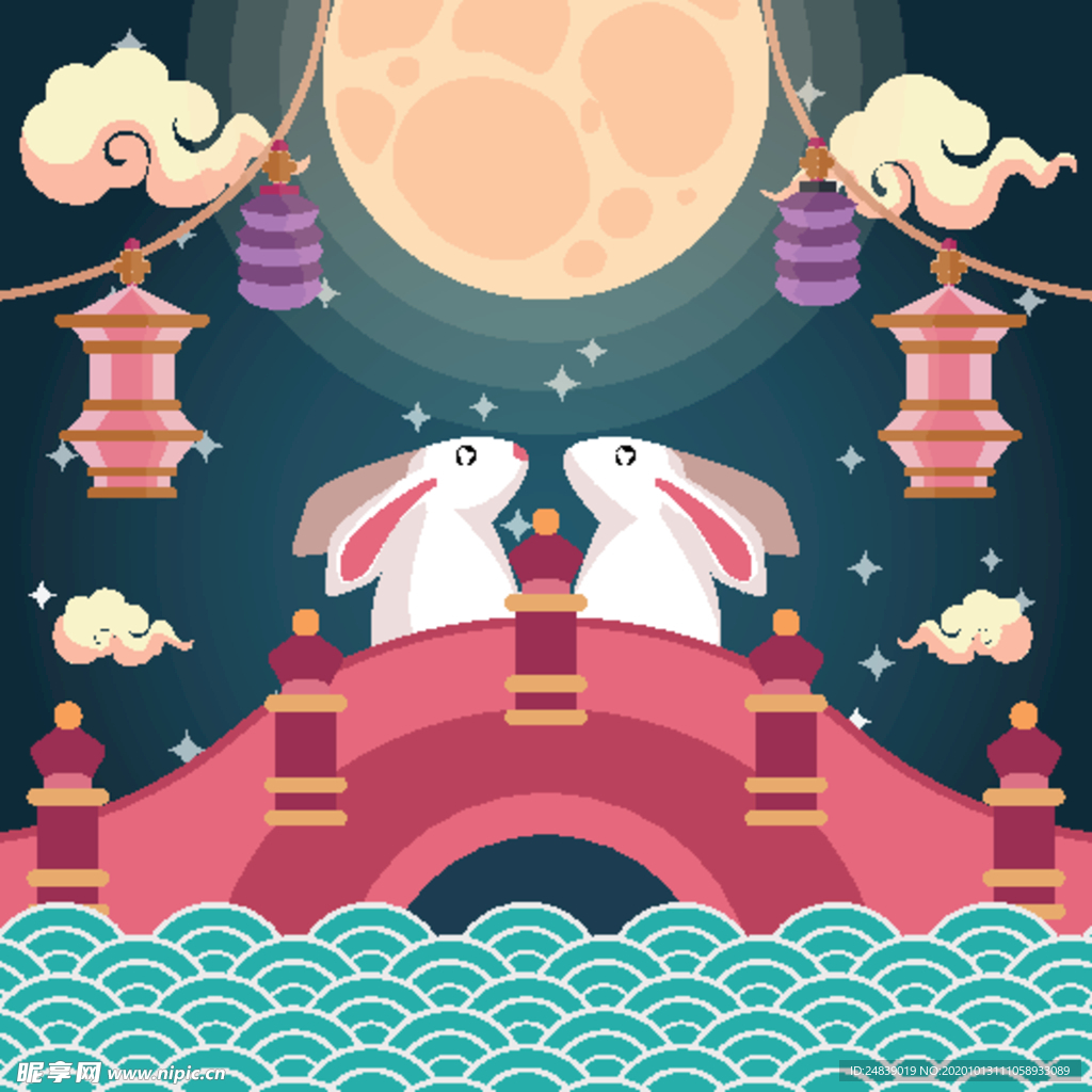 中秋插画EPS矢量