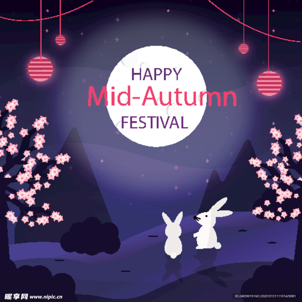 中秋插画EPS矢量
