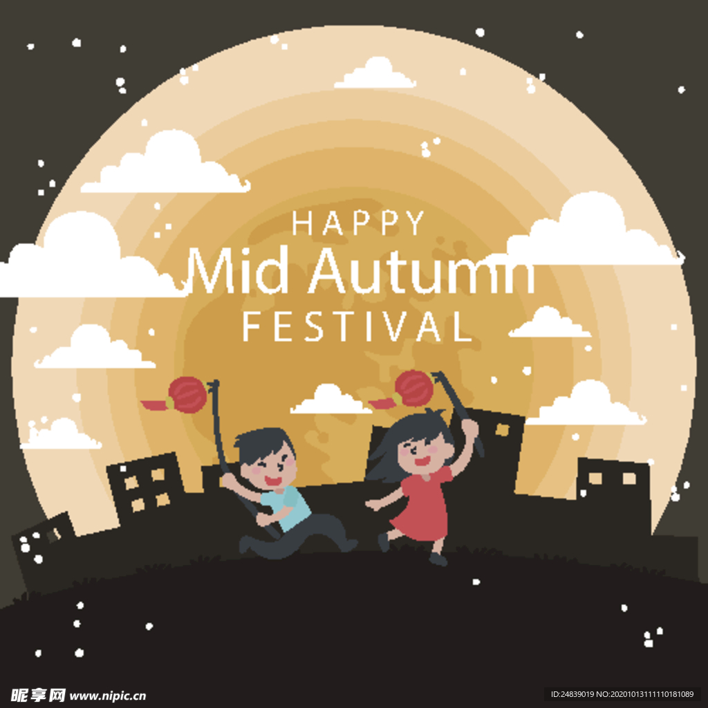 中秋插画EPS矢量