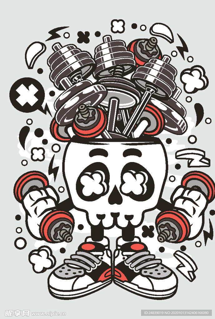 卡通人物漫画T恤印花矢量