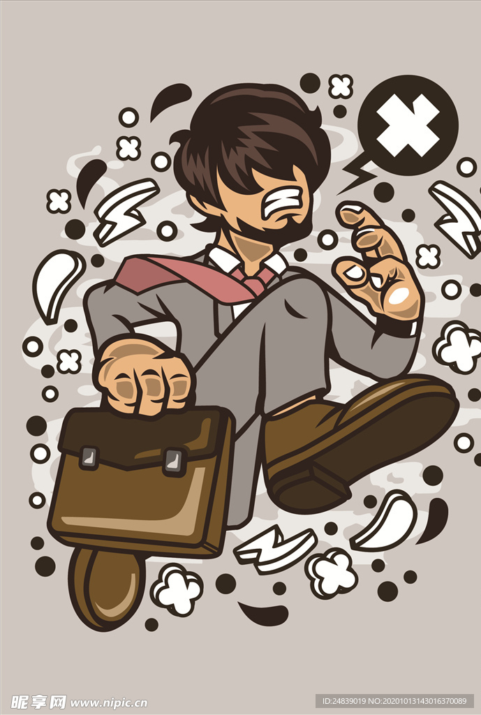 卡通人物漫画T恤印花矢量