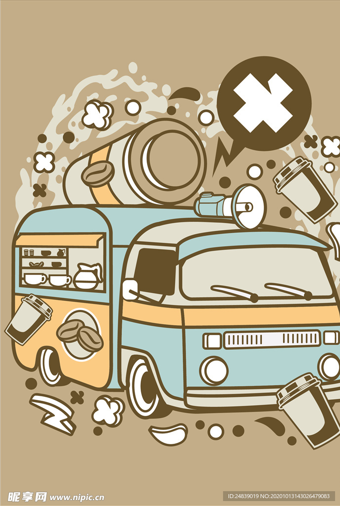 卡通人物漫画T恤印花矢量