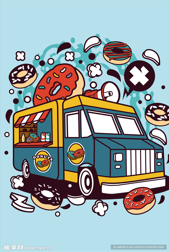 卡通人物漫画T恤印花矢量