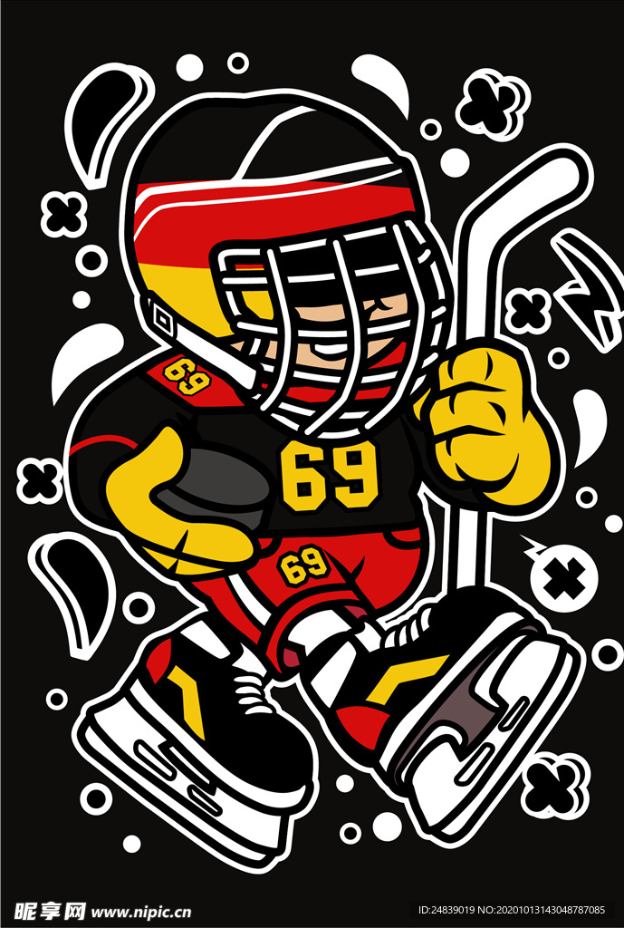 卡通人物漫画T恤印花矢量