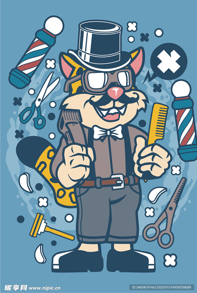 卡通人物漫画T恤印花矢量