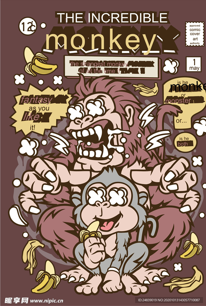 卡通人物漫画T恤印花矢量