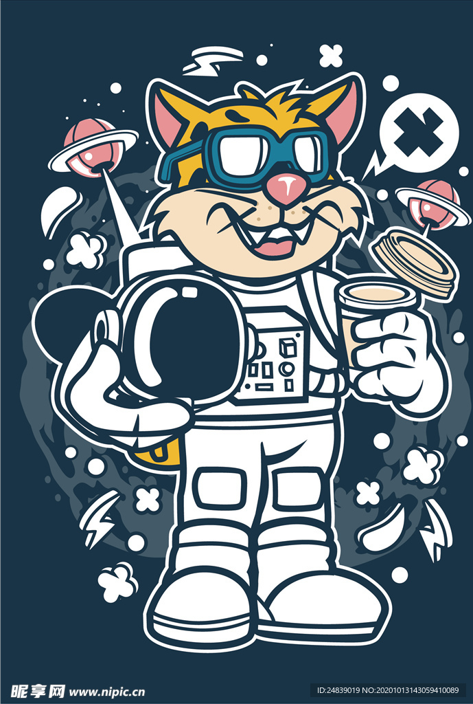 卡通人物漫画T恤印花矢量