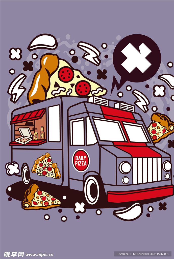 卡通人物漫画T恤印花矢量