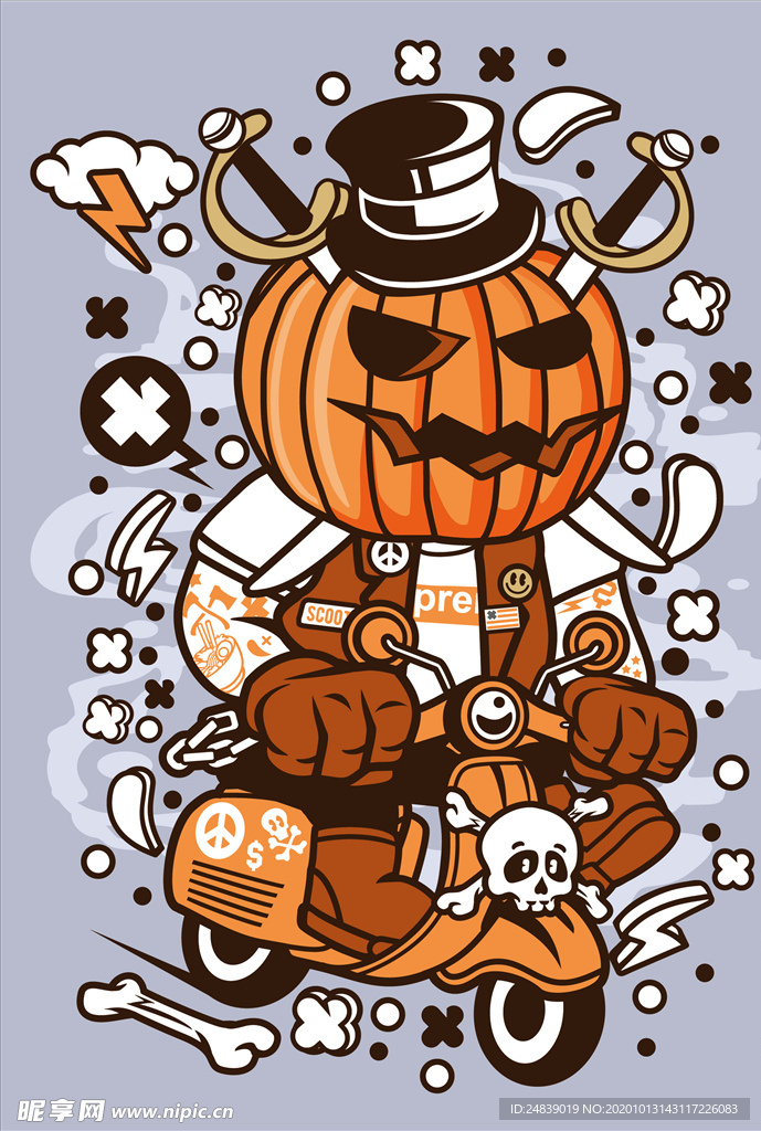 卡通人物漫画T恤印花矢量