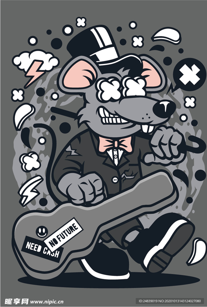 卡通人物漫画T恤印花矢量