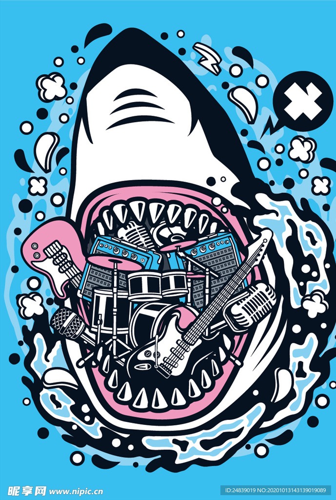 卡通人物漫画T恤印花矢量