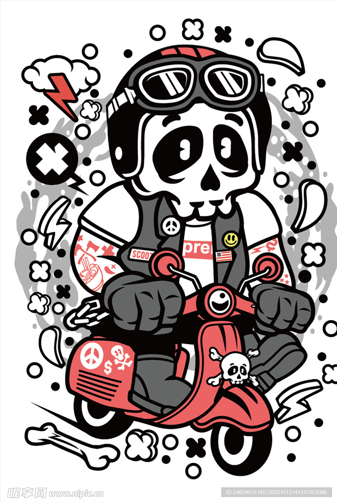 卡通人物漫画T恤印花矢量