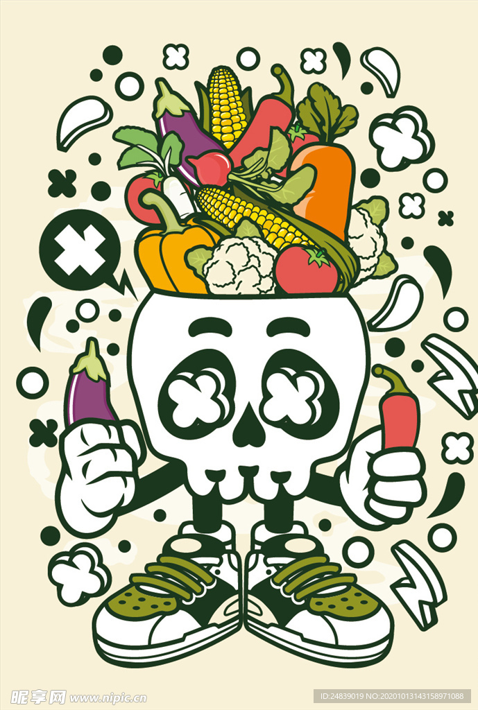 机器人漫画T恤印花矢量