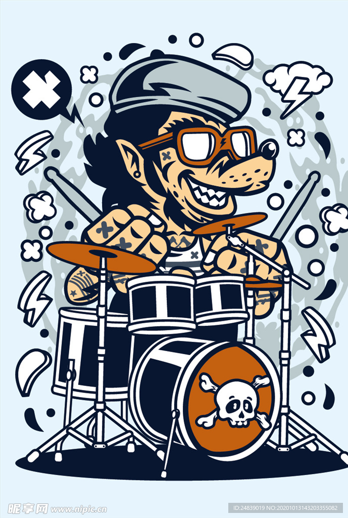 机器人漫画T恤印花矢量