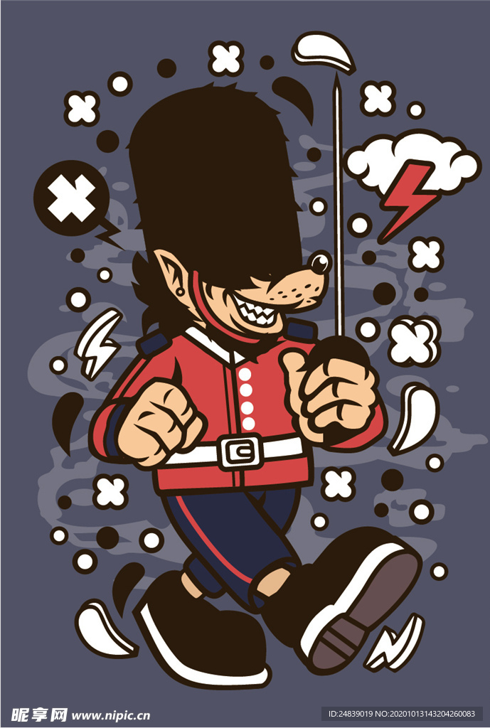 机器人漫画T恤印花矢量