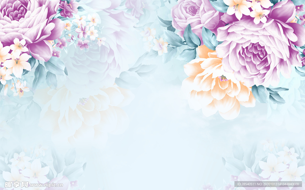 现代简约花电视背景墙图图片