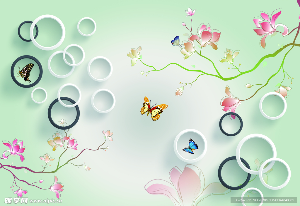 现代简约3D圆圈花图片