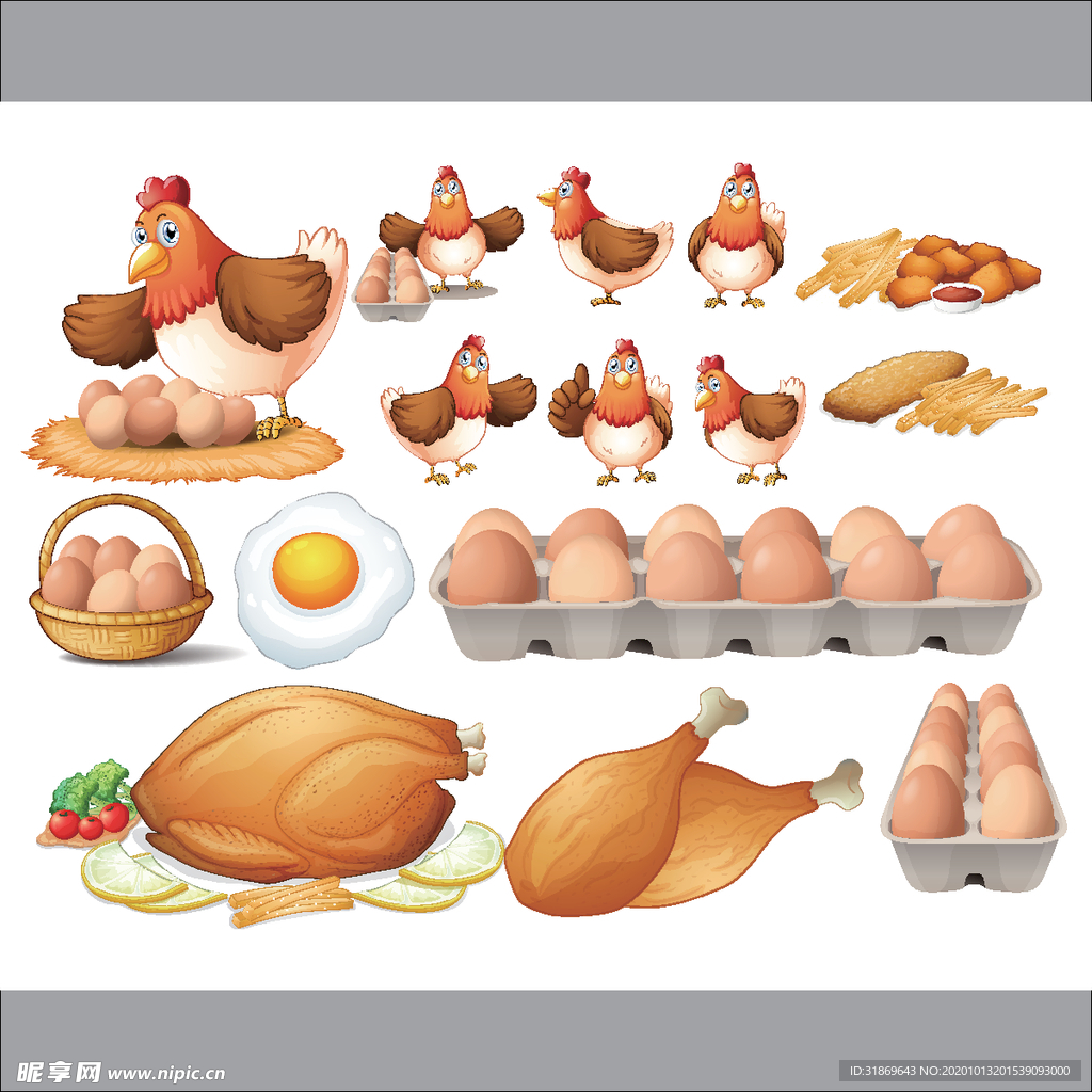 鸡 卡通鸡 鸡肉 鸡蛋 手绘鸡