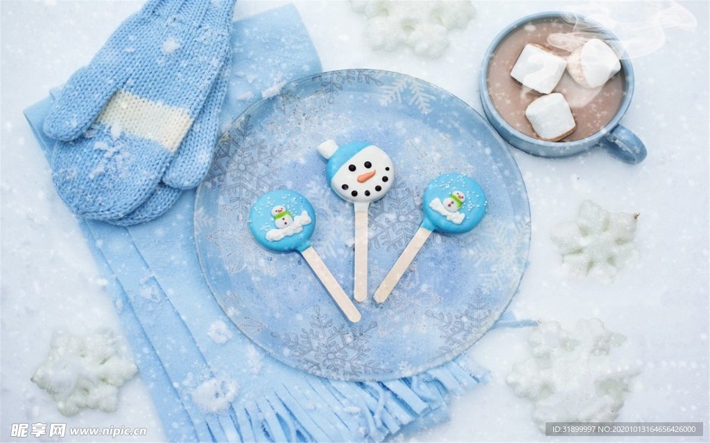 可爱雪人冬天主题糖果图片