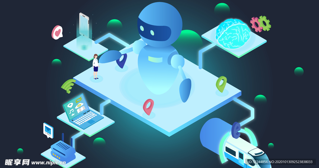 科技数据金融商务互联网AI矢量