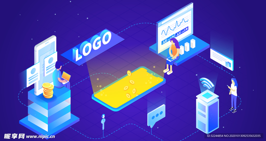 科技数据金融商务互联网AI矢量