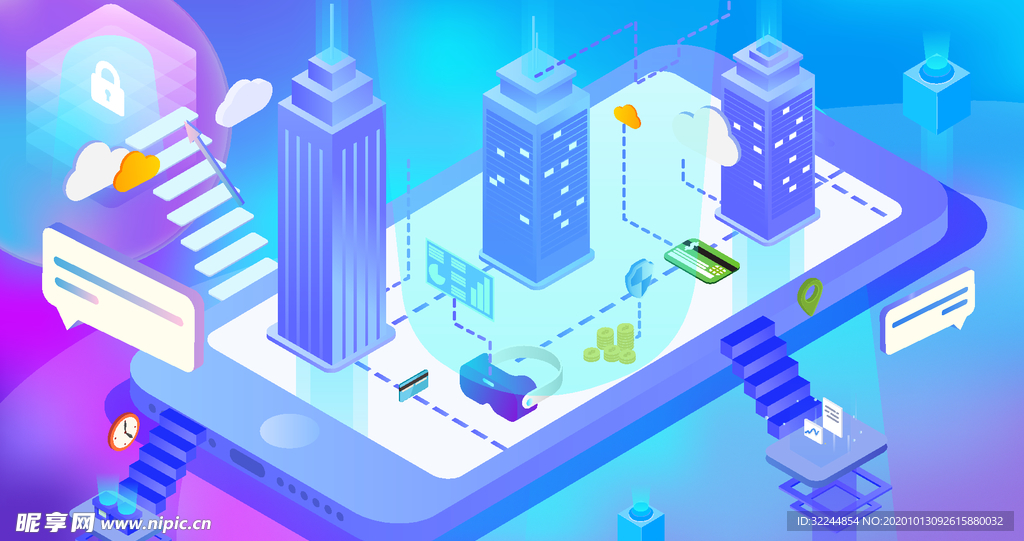 科技数据金融货币互联网AI矢量