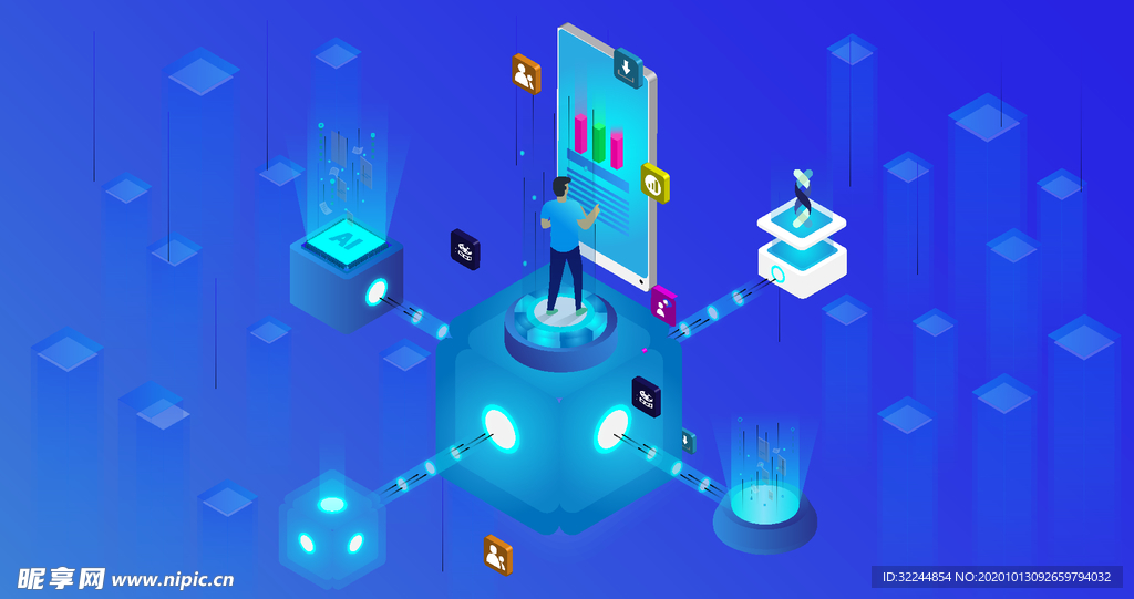 科技数据金融商务互联网AI矢量