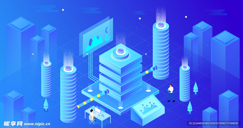 科技数据金融商务互联网AI矢量