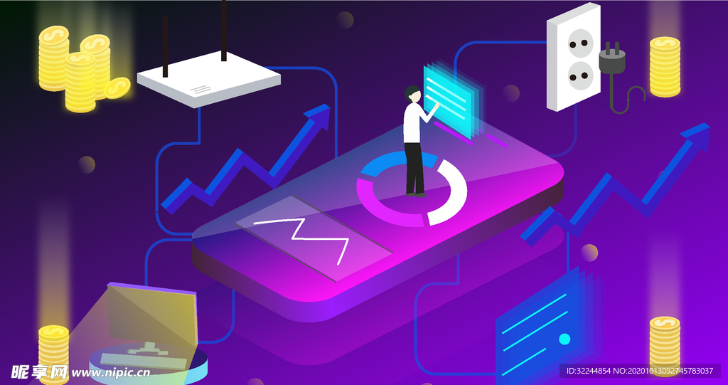 科技数据金融商务互联网AI矢量