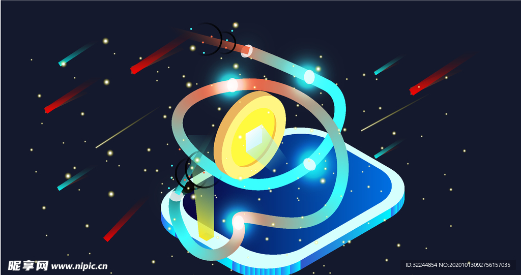 科技数据金融货币互联网AI矢量