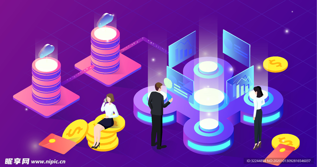 科技数据金融货币互联网AI矢量