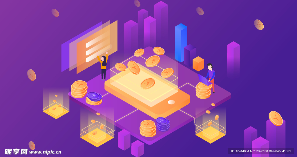 科技数据金融货币互联网AI矢量