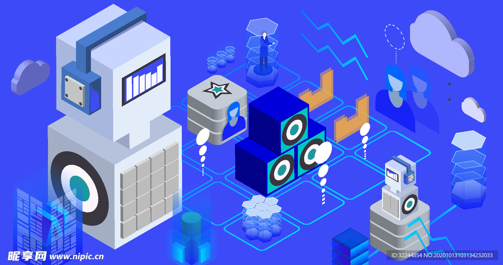 科技数据金融商务互联网AI矢量