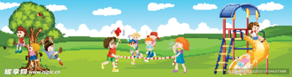 卡通儿童背景插图矢量