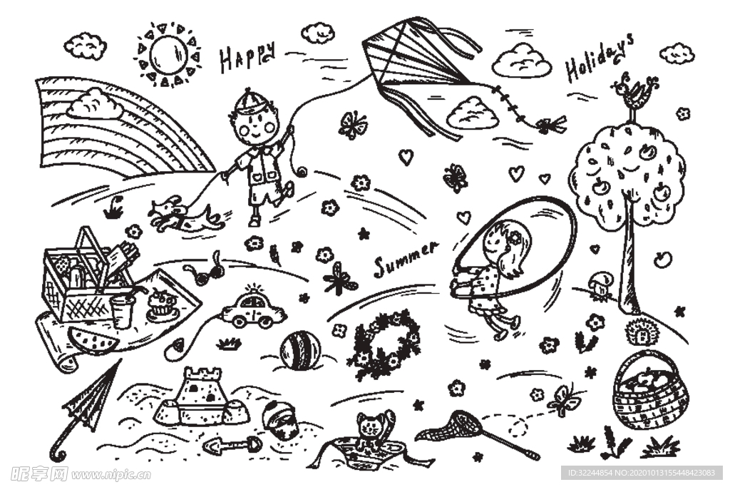 卡通儿童背景插图矢量