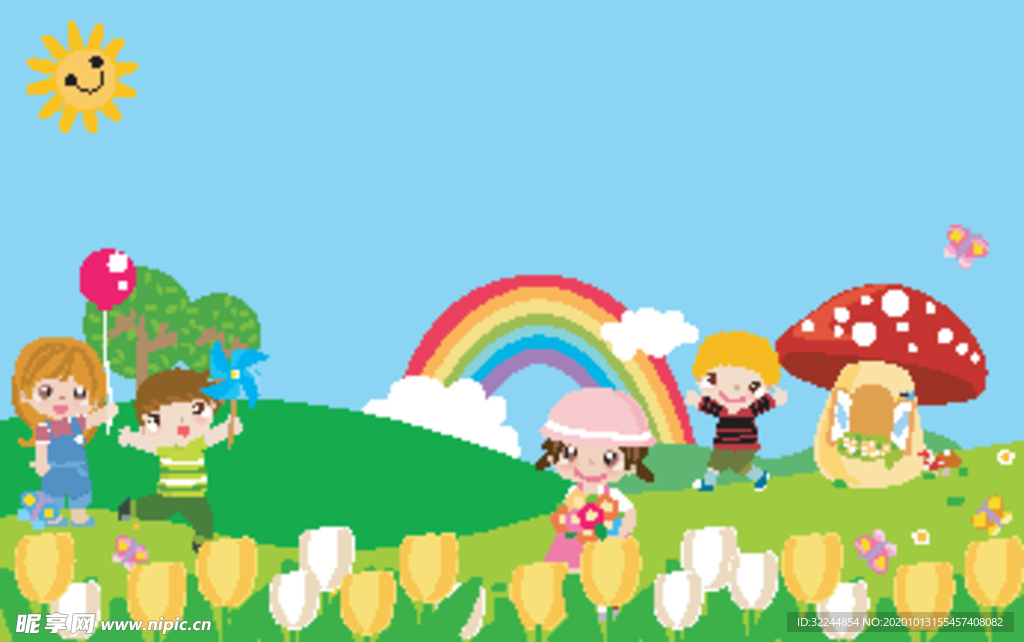 卡通儿童背景插图矢量