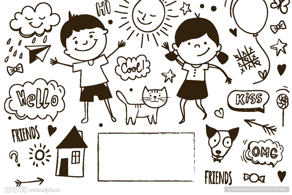 卡通儿童背景插图矢量