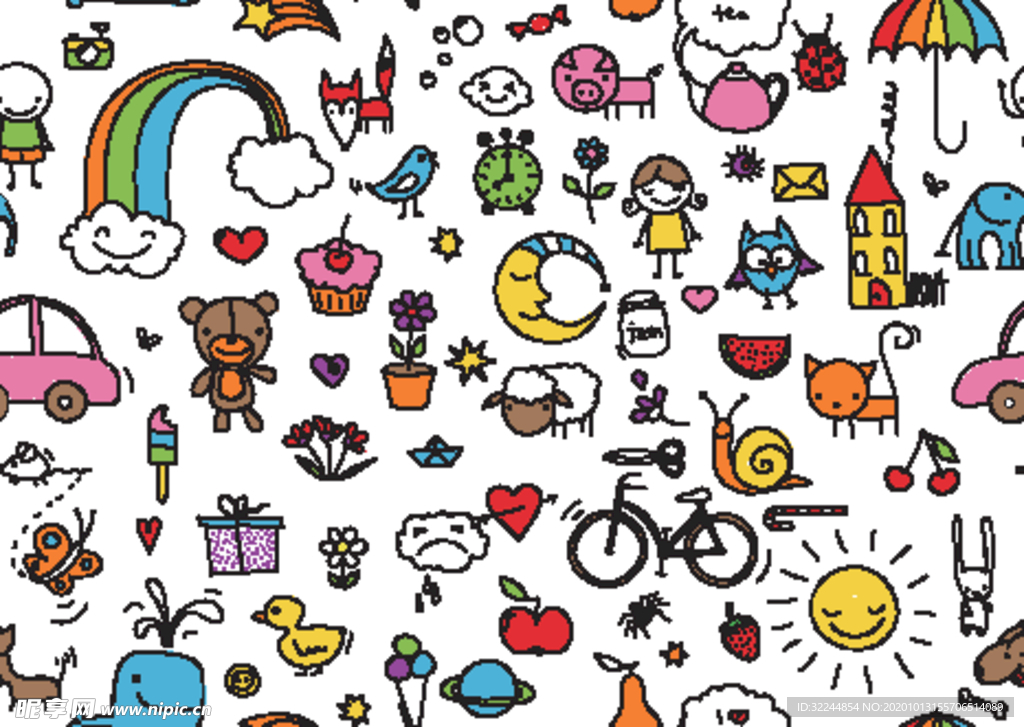 卡通儿童背景插图矢量