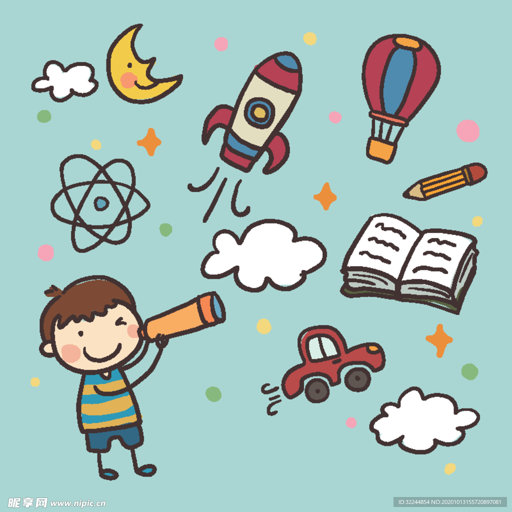 卡通儿童背景插图矢量