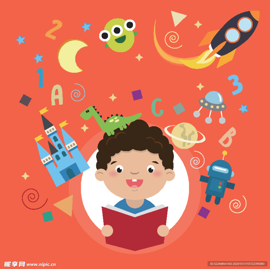 卡通儿童背景插图矢量